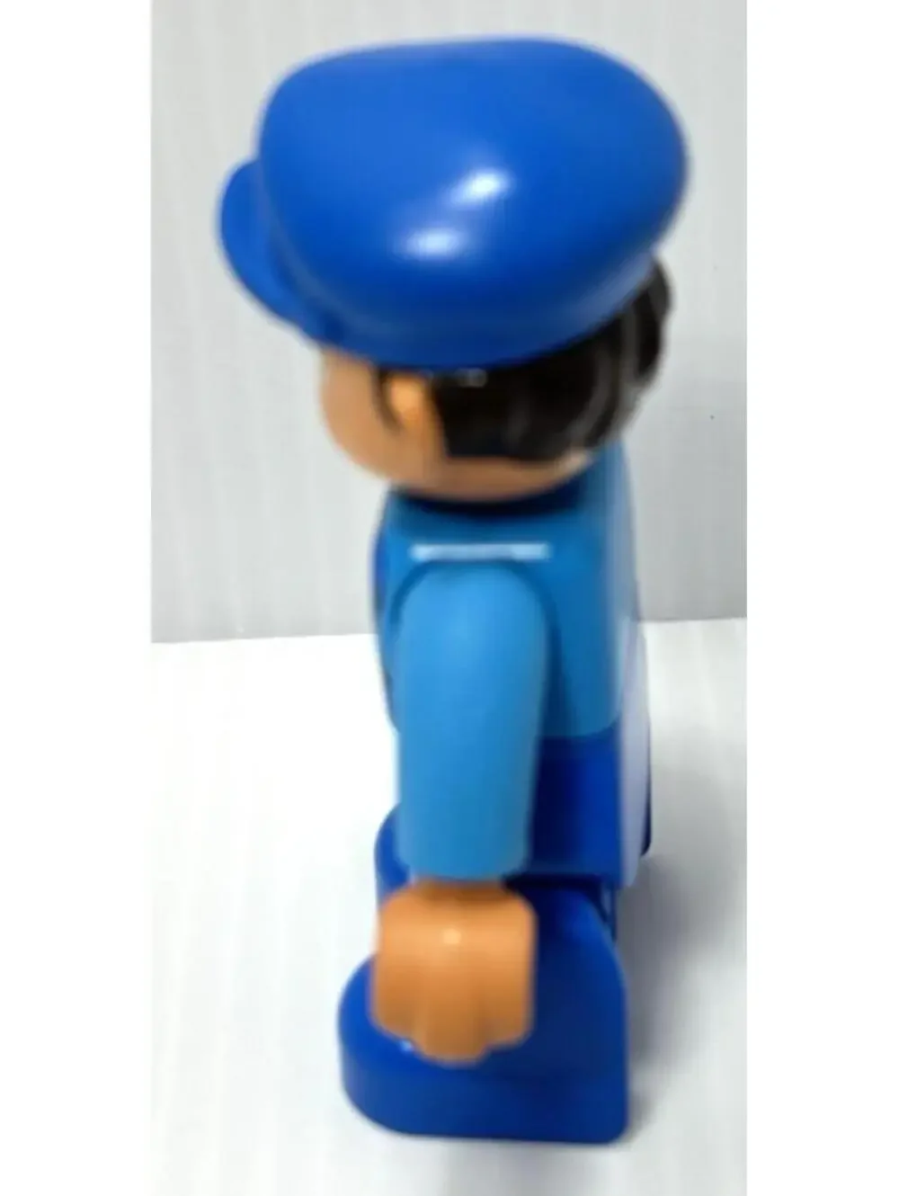 LEGO Duplo Figure Blue Train Driver Engineer Mechanic Blue Hat Overalls GUC